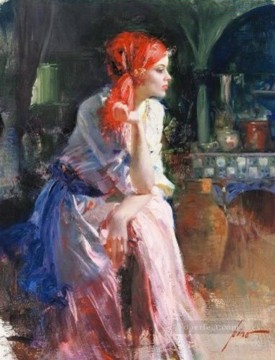Impresionismo Painting - Pino Daeni Perdido en sus pensamientos hermosa mujer dama